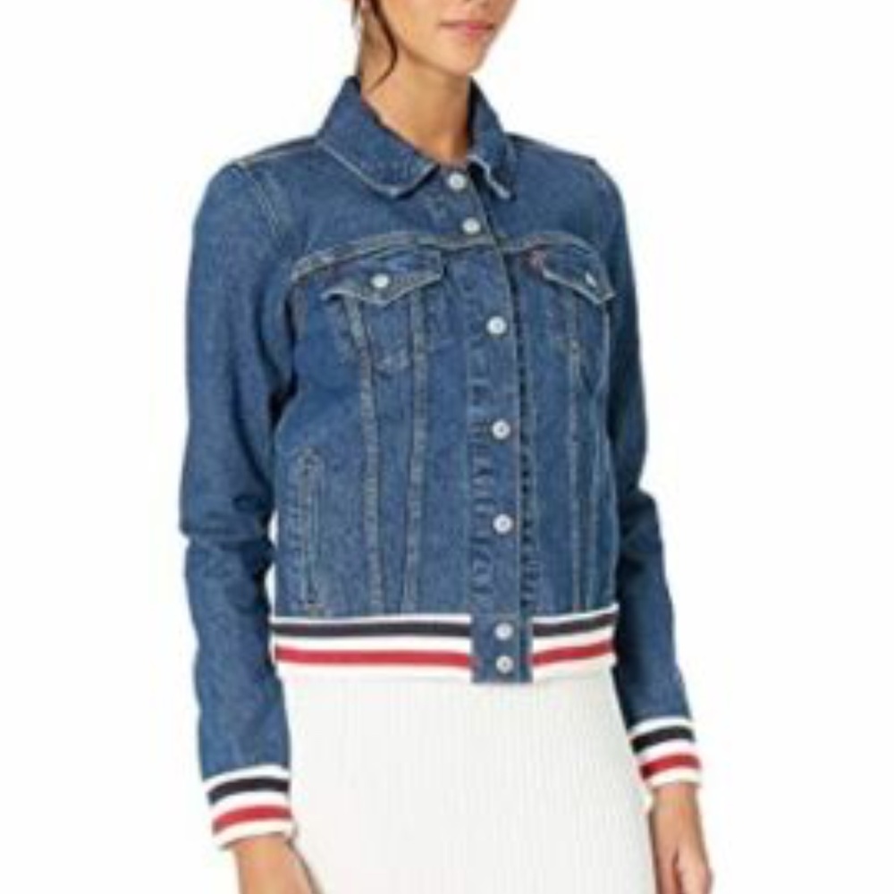 NWT LEVI'S ORIGINAL RIB TRIM TRUCKER DENIM JACKET L